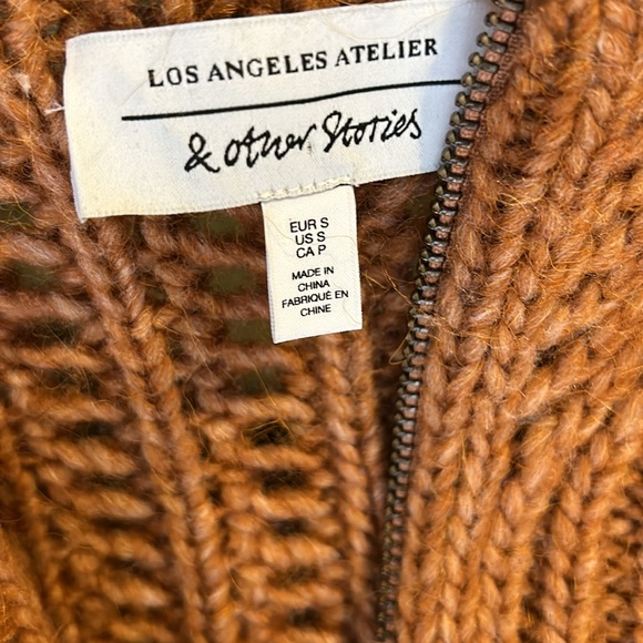 & other stories zip cardigan brown chunky size US small - Picture 14 of 16